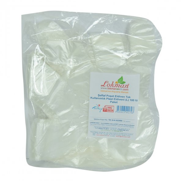 Şeffaf Poşet Eldiven Tek Kullanımlık Plast Eldiveni (L) 100 lü Paket