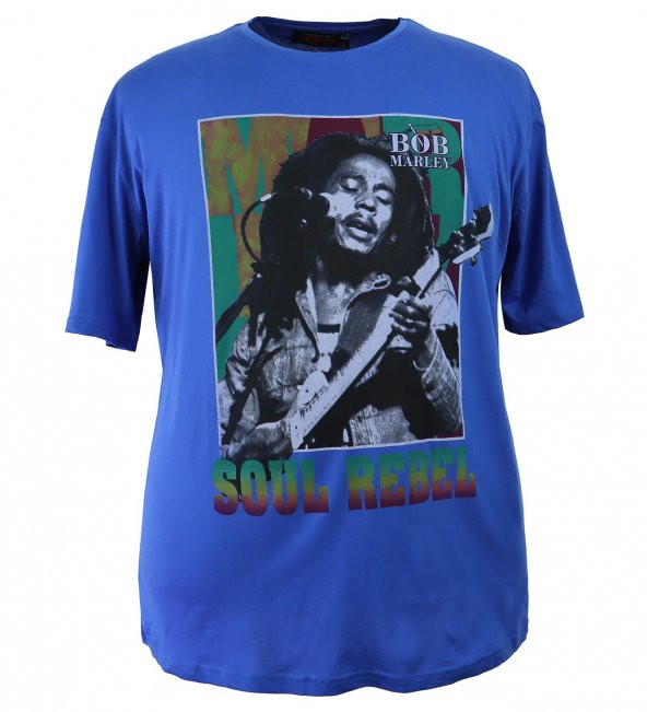 Erkek Büyük Beden Battal Boy Süprem Bisiklet Yaka Baskılı Tişört - 6