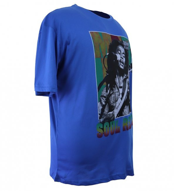 Erkek Büyük Beden Battal Boy Süprem Bisiklet Yaka Baskılı Tişört - 7