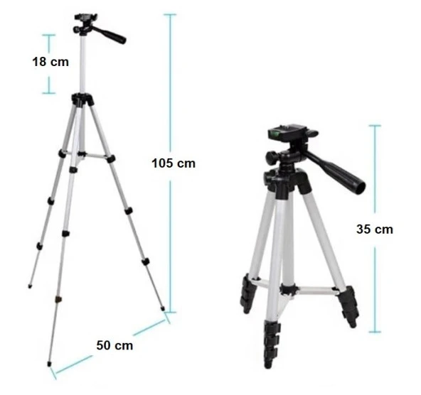 Telefon ve Kamera Tutucu Tripot Ayak 105 cm (Telefon Tutuculu) - 2