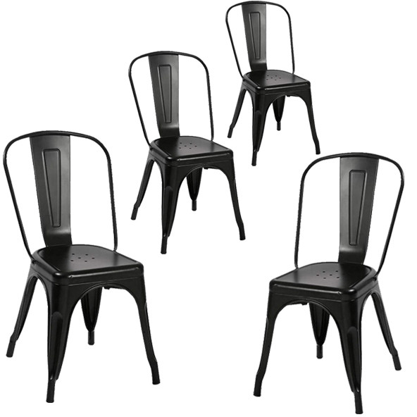 Tolix Kolsuz Metal Sandalye-Siyah(4 Adet)