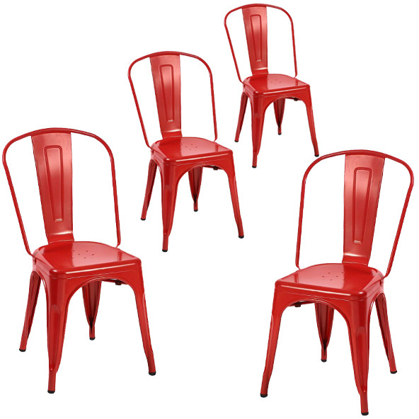 Tolix Kolsuz Metal Sandalye-Kırmızı(4 Adet)