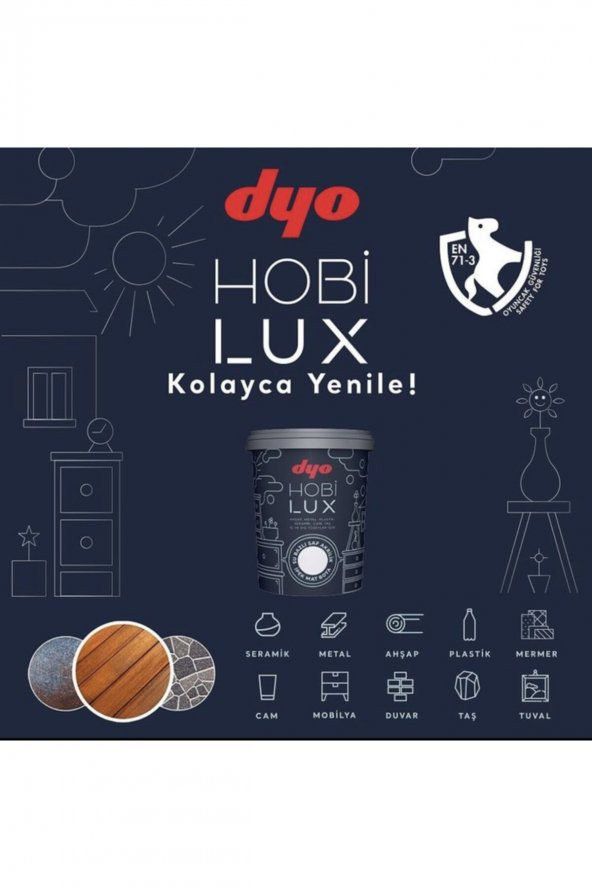 Dyo Hobi Lux Seramik Boyası, Ahşap Metal Mobilya Boyası 0,9 LT