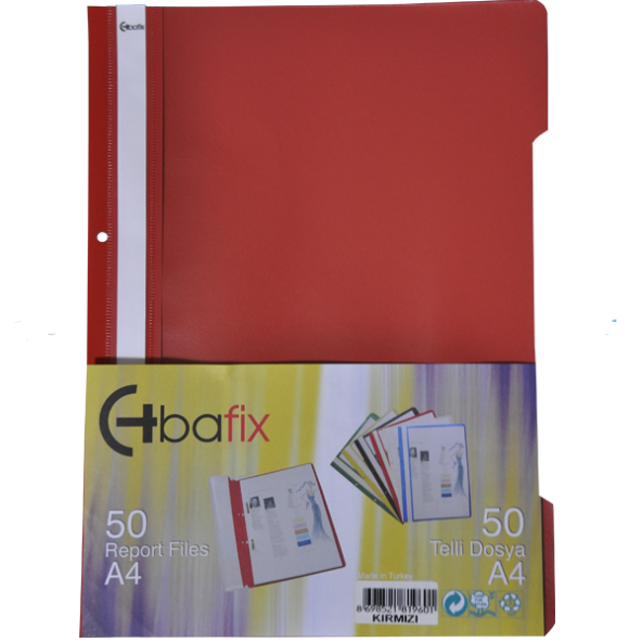 Bafix Telli Dosya Plastik xL Kırmızı A4 (50 li paket)