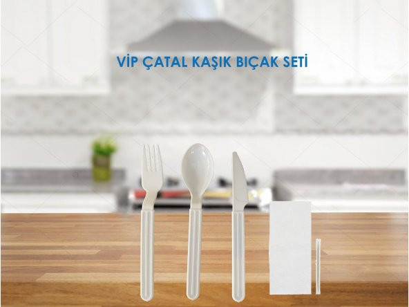 5'li Takım Plastik VIP Çatal Kaşık Yemek İkram Seti 20 Adet