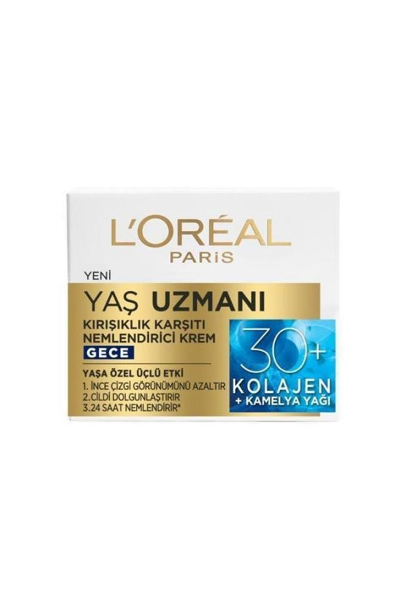 LOreal Paris Yaş Uzmanı 30+ Kırışıklık Karşıtı Nemlendirici Gece Kremi  50 Ml