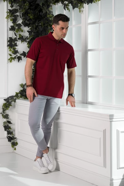 WOOLEN WORLD KLASİK KALIP POLO YAKA CEPLİ MERSERİZE ERKEK T-SHİRT - Resim 5