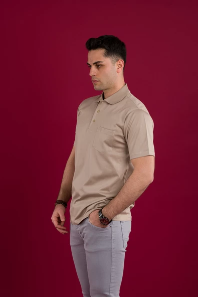 WOOLEN WORLD KLASİK KALIP POLO YAKA CEPLİ MERSERİZE ERKEK T-SHİRT - Resim 10