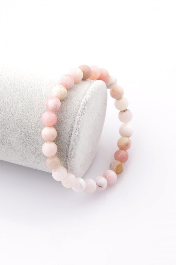 Pembe Opal Doğal Taş Bileklik 8 mm Küre Kesim ürün görseli