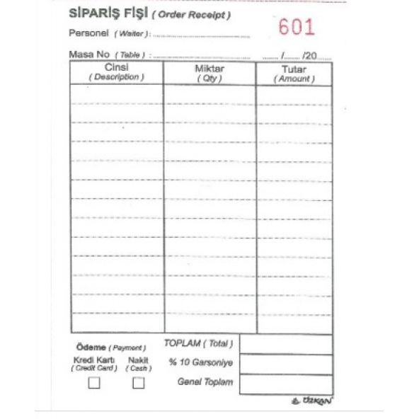 Adisyon 1. Hamur tek Nüsha Numaralı 10 lu paket armat - 2