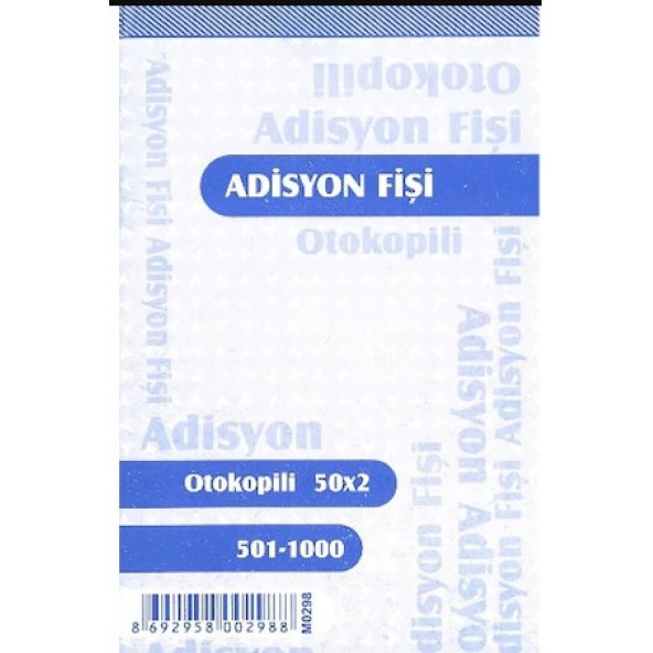 Adisyon Otokopili 1. hamur Numaralı 50x2 nüsha 10 lu Paket armat