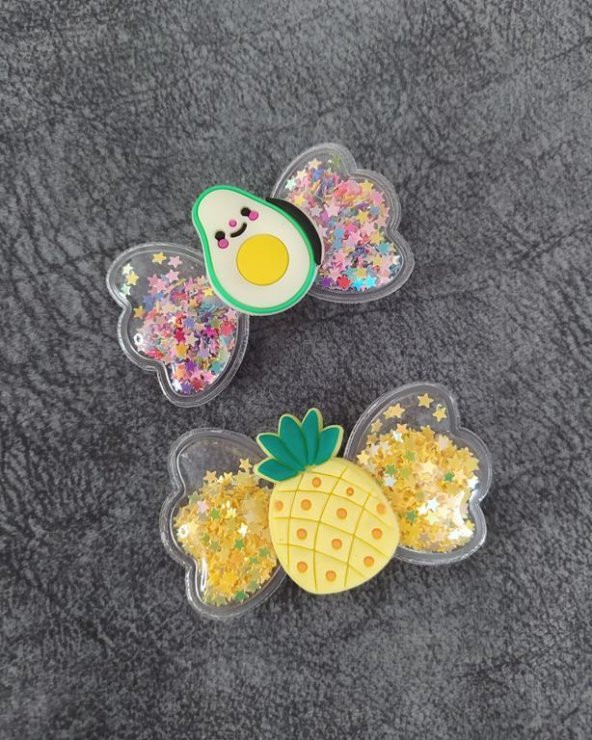 Ananas Avokado Meyveli Silikon Yıldızlı Pens Toka ürün görseli