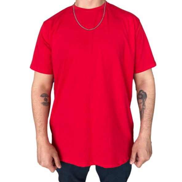 EWP Erkek Kırmızı Sıfır Yaka Basic Tshirt