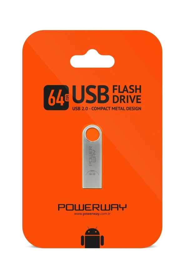 POWERWAY 64 GB USB 2.0 METAL USB BELLEK