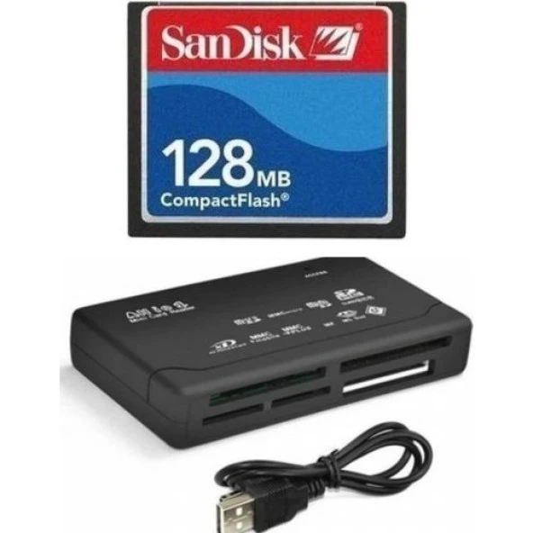 USB CF KART OKUYUCU+ SANDİSK 128 MB CF HAFIZA KARTI