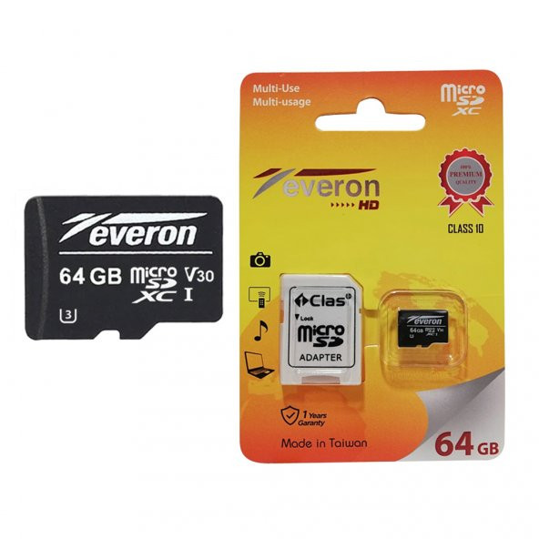 Everon 64GB MicroSD-HC U1 Class 10 Hafıza Kartı+Sd Adaptör