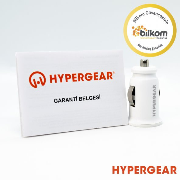 Hypergear 2.1A 2X Hızlı Araç Şarj Aleti Set Type-C Kablo Beyaz - 4