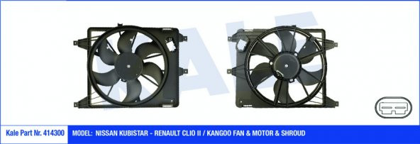 KALE 414300-FAN MOTORU DAVLUMBAZLI CLIO II-KNG 97 MGN I-SCENIC I 99-03 320W-380mm