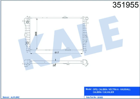 KALE SU RADYATÖRÜ AL/PL/BRZ CALIBRA 2.0 16V 90 -VECTRA A 1.4-1.6 89 95-VAUXHALL CALIB