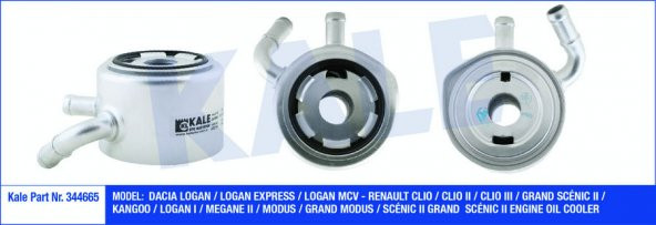 KALE 344665-MOTOR YAĞ SOĞUTUCUSU CLIO II-III-CRAND SCENIC II-KNG-MGN II-LOGAN K9K 1.5 DCI EŞ