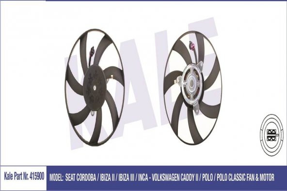 KALE 415900-FAN MOTORU DAVLUMBAZLI SAĞ SEAT CORDOBA-IBIZA II-III VW CADDY II-POLO-POLO CLASS