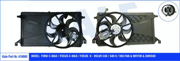 KALE FAN MOTORU DAVLUMBAZLI FORD CMAX-FOCUS-FOCUS 3-VOLVO C30-S40 II-V50 250W-390mm