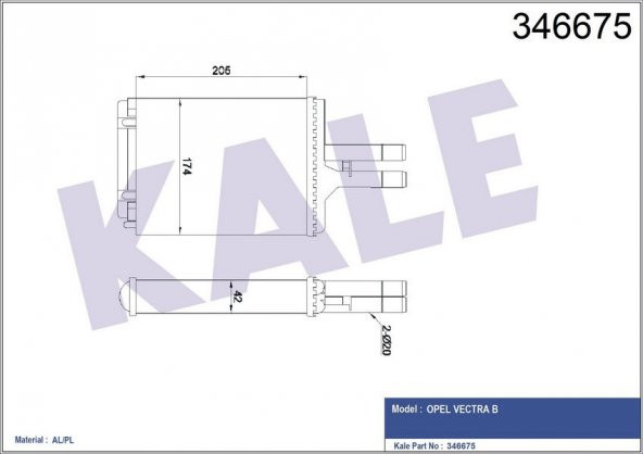 KALE 346675-KALORİFER RADYATÖRÜ VECTRA B 190x180x42