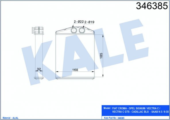 KALE 346385-KALORİFER RADYATÖRÜ VECTRA C 02 SIGNUM 03 Z18XER 185x169