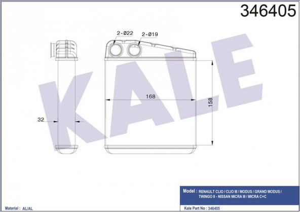 KALE 346405-KALORİFER RADYATÖRÜ CLIO III-MODUS 04 TWNG 07