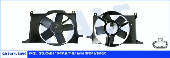 KALE 418700-FAN MOTORU DAVLUMBAZLI CORSA-COMBO-TIGRA X14-C16XE 240W-300mm