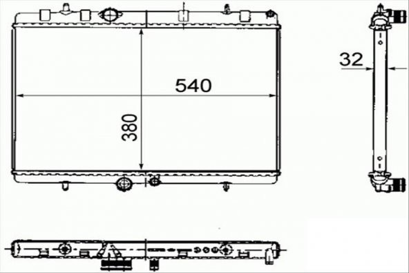 KALE 2061011AB-SU RADYATÖRÜ 307-407-C4-C5-BERLINGO-PARTNER1.6-1.8-2.0 HDİ AC KLİMASIZ MEK 540x3