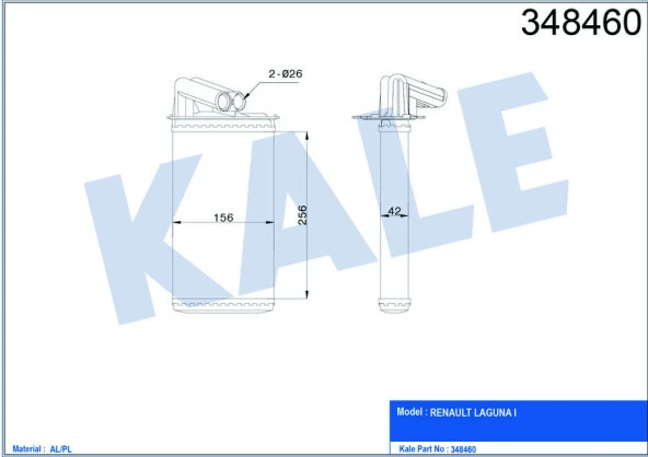 KALE KALORİFER RADYATÖRÜ LAGUNA I 1.8I-1.9 DCI-2.0I 94-