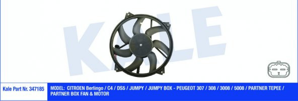 KALE 347185-FAN MOTORU BERLINGO-C4-DS5-JUMPY-307-308-5008-PARTNER TEPEE-PARTNER BOX