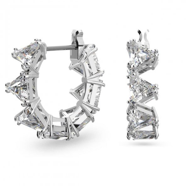 5632467 Swarovski Küpe Millenia:Ortyx Pierced Earrings Mini Hoop triangle Rhodium shiny White - 3