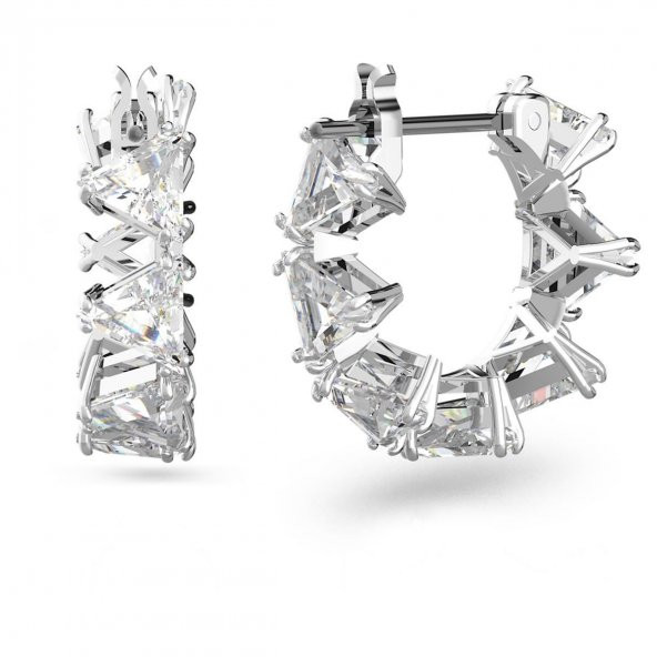5632467 Swarovski Küpe Millenia:Ortyx Pierced Earrings Mini Hoop triangle Rhodium shiny White