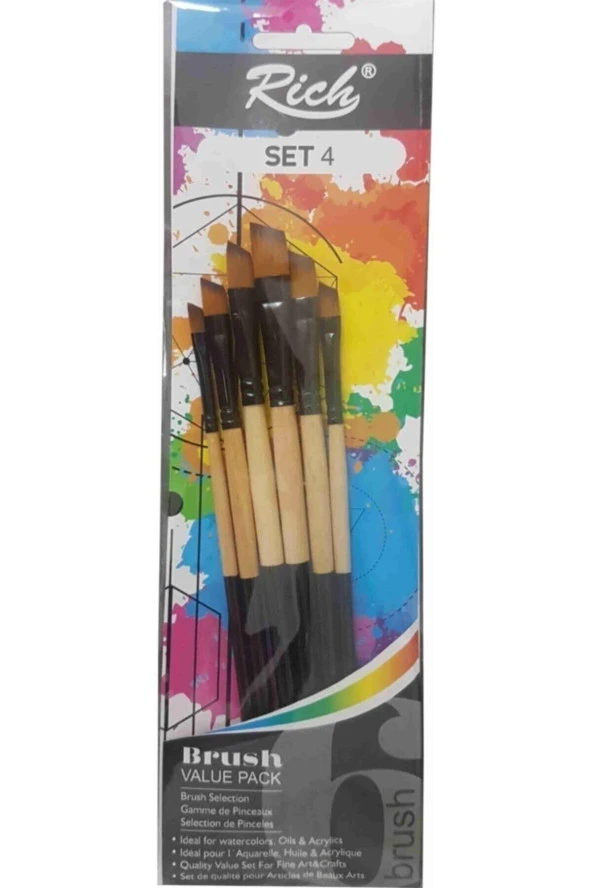 Rich Yan Kesik Fırça Seti 6'lı ürün görseli 1