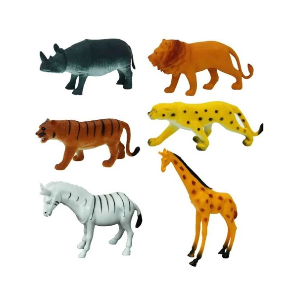 0715 Vahşi Hayvanlar Poşetli 6'lı Hayvan Oyun Seti -Sunman - 2
