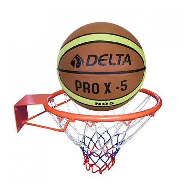 Delta Basketbol Çemberi No5 PRO-X Basketbol Topu Basketbol Filesi Üçlü Set