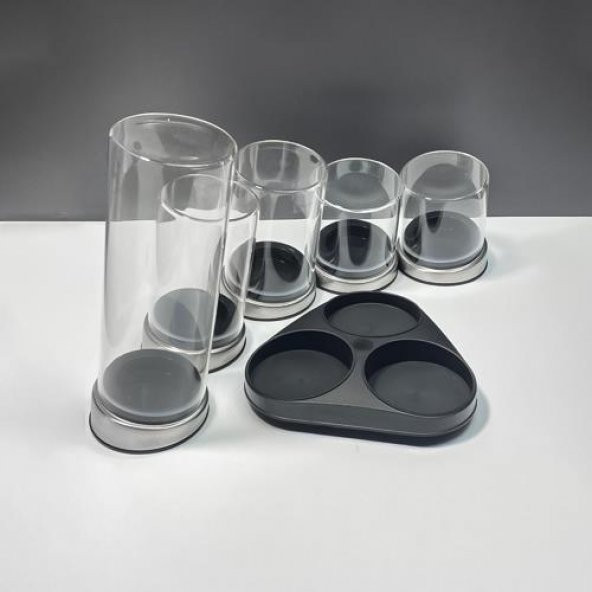 Cam Baharatlık Seti Döner Standlı Baharat Takımı 6 Parça Rena - 2