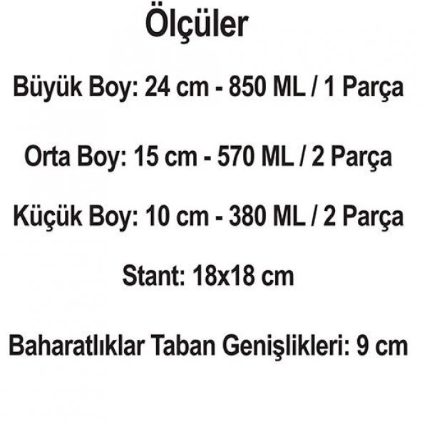 Cam Baharatlık Seti Döner Standlı Baharat Takımı 6 Parça Rena - 5