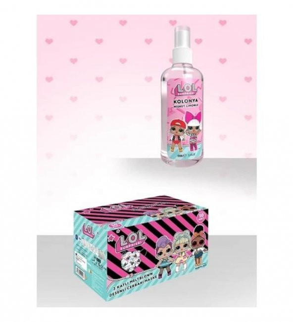 **FIRSAT ÜRÜN** LOL LİSANLİ ÇOCUK MASKESİ 50 Lİ & LOL KOLONYA MİSKET LİMON KOKULU 100ML