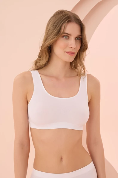 Beyaz Kalın Askılı Seamless Büstiyer