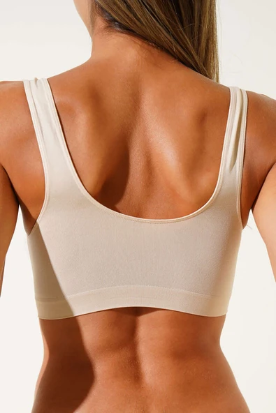 Ten Rengi Kalın Askılı Seamless Büstiyer - Resim 2