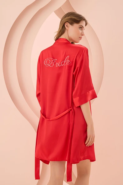 Kırmızı Bride Saten Sabahlık ürün görseli