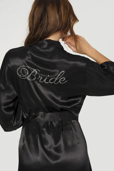 Siyah Bride Saten Sabahlık ürün görseli