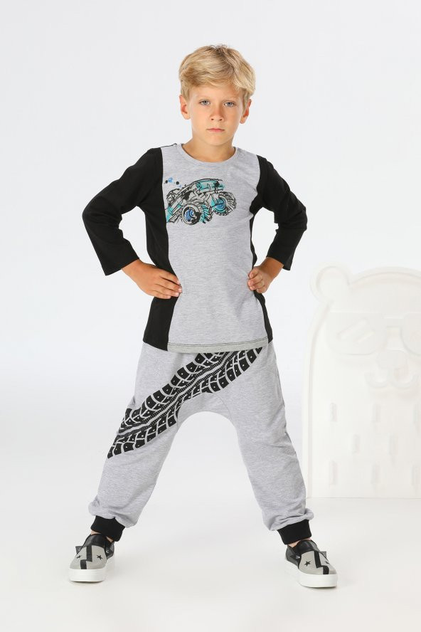 Monster Car Pantolon+T-shirt Erkek Çocuk Takım Lp-21A1-003