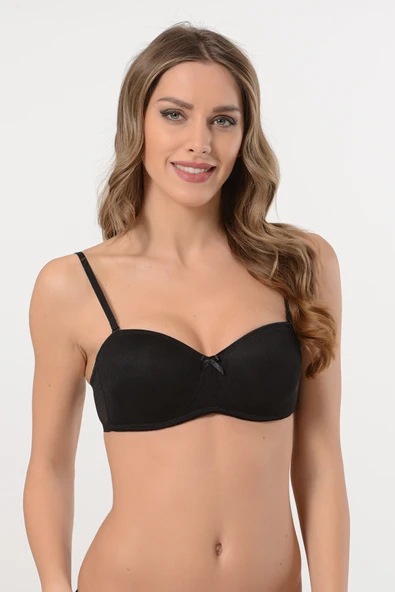 Siyah Desteksiz Straplez Sütyen - Resim 2