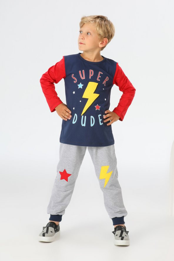 Super Dude Pantolon+T-Shirt Erkek Çocuk Takım Lp-21A1-021