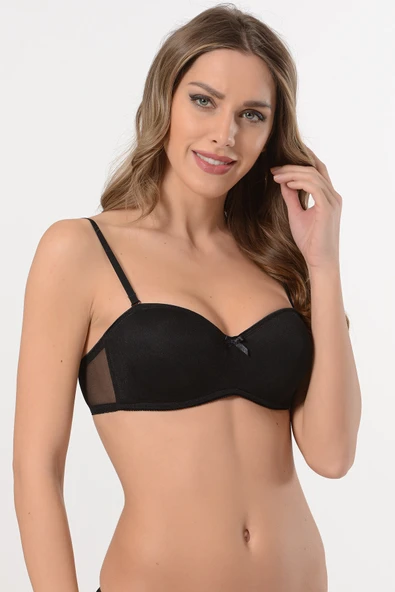 Siyah Desteksiz Straplez Sütyen ürün görseli