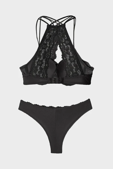Siyah Dantelli Sütyen Külot  Takımı - Resim 6